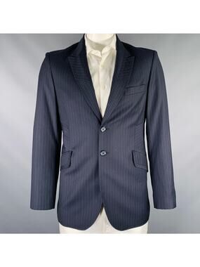 AUGUST Size 42 Navy Blue Stripe Single Breasted Sport Coat
